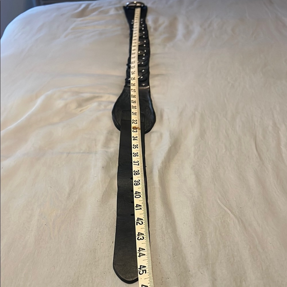 BED|STU Eastwood Black Leather Studded Concho Belt - Picture 2 of 5